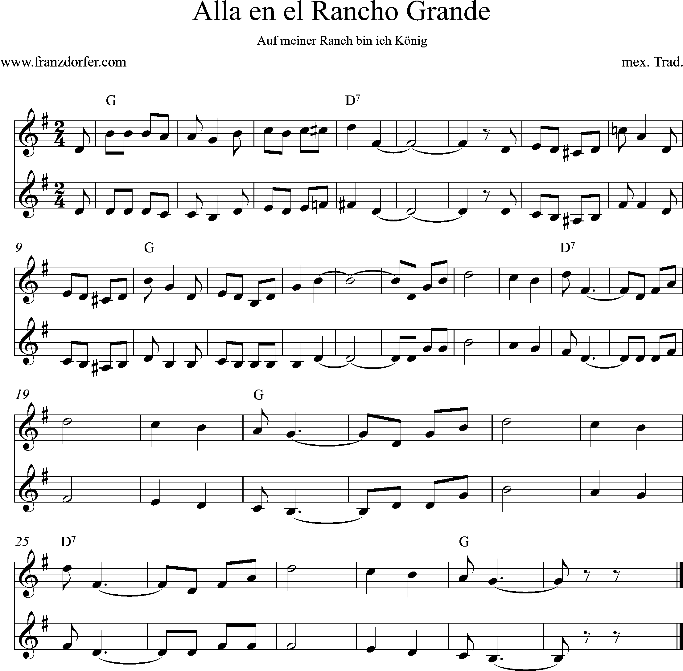 Noten, sheet music, Auf meiner Ranch bin ich König